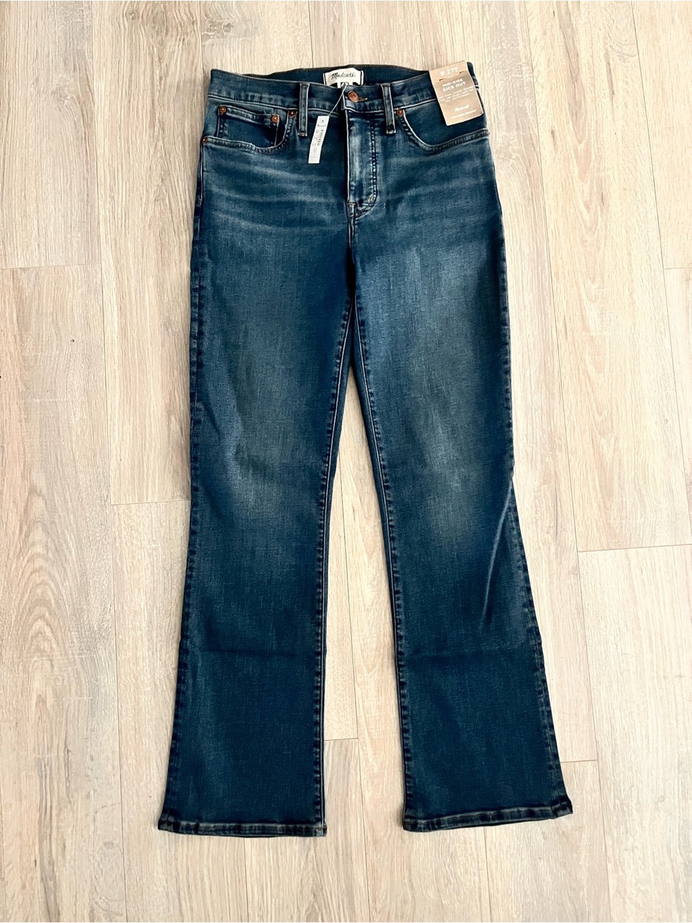 NWT Madewell Tall Kick Out Crop Jeans Lenoir Wash Super Stretch - Size 27 Tall - Picture 2 of 10